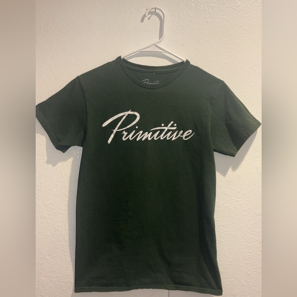 Primitive Olive Green Script Logo Tee